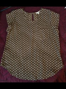 Lilly Pulitzer Brown Polka Dot Short Sleeve Blouse